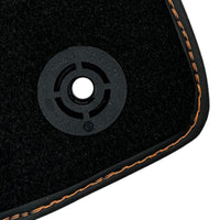 Black Floor Mats for Lamborghini Aventador with Orange (Arancia Mira) Nappa Leather - AutoWin