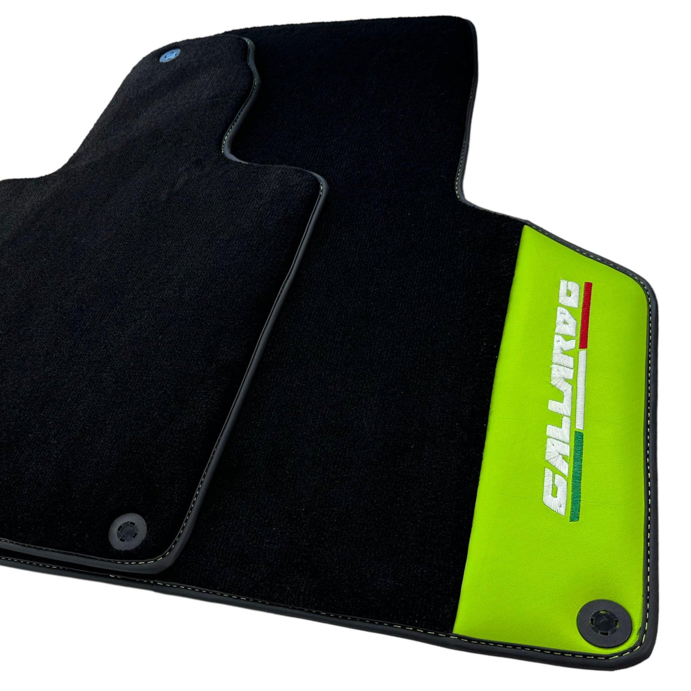 Black Floor Mats for Lamborghini Gallardo With Green Leather - AutoWin