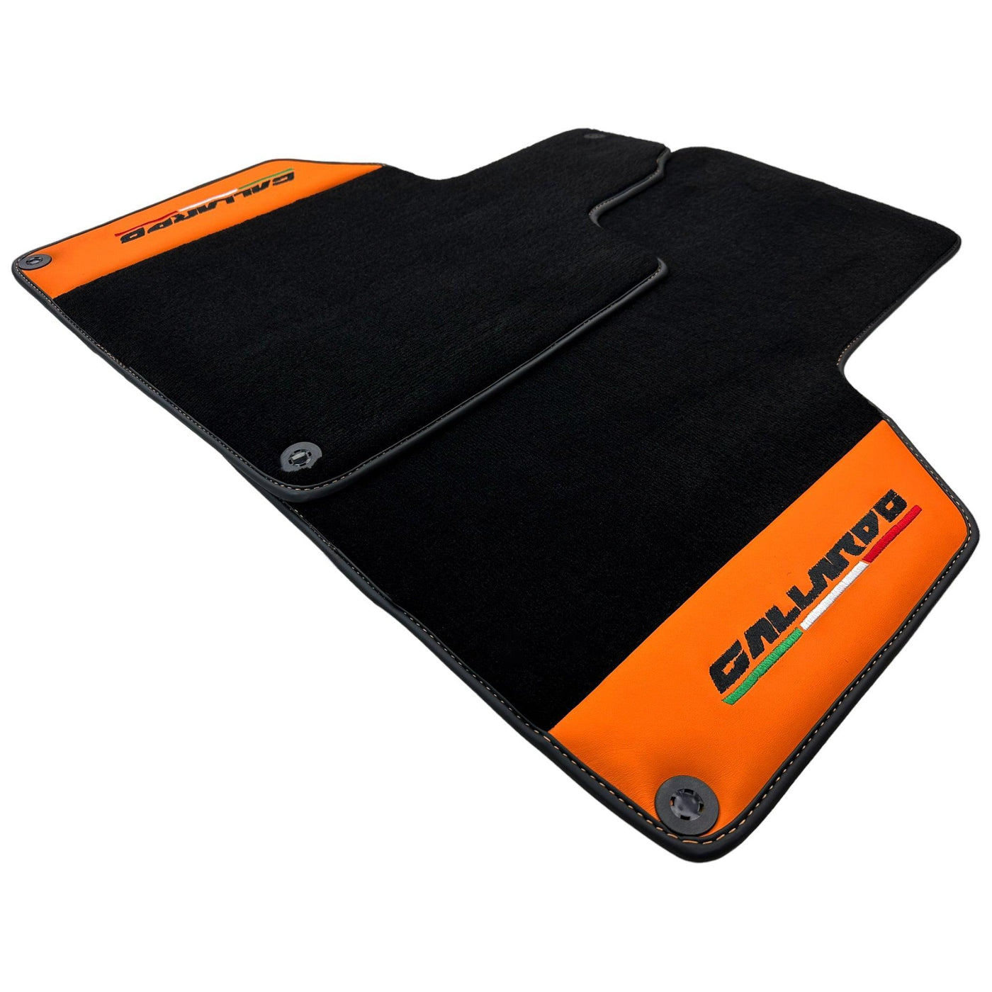 Black Floor Mats for Lamborghini Gallardo With Orange Arancia Leonis Nappa Leather - AutoWin