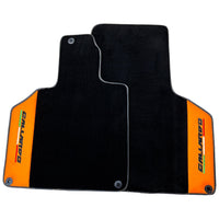 Black Floor Mats for Lamborghini Gallardo With Orange Arancia Leonis Nappa Leather - AutoWin