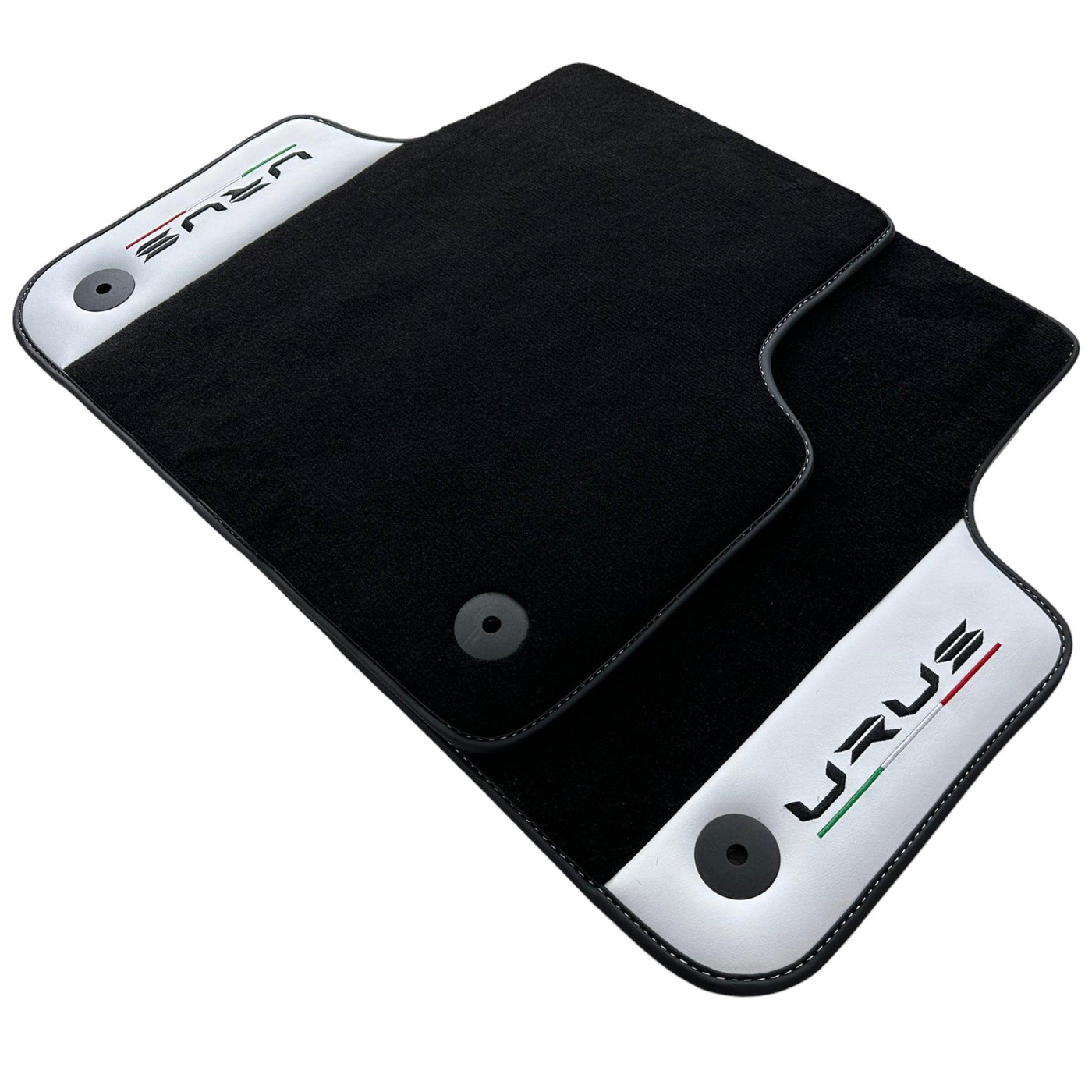 Black Floor Mats for Lamborghini Urus With White Leather - AutoWin