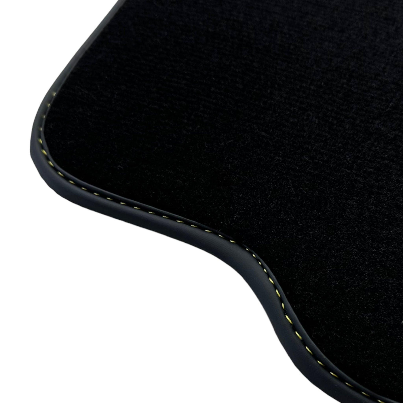 Black Floor Mats For McLaren 650S Black Tailored With Yellow Leather - AutoWin