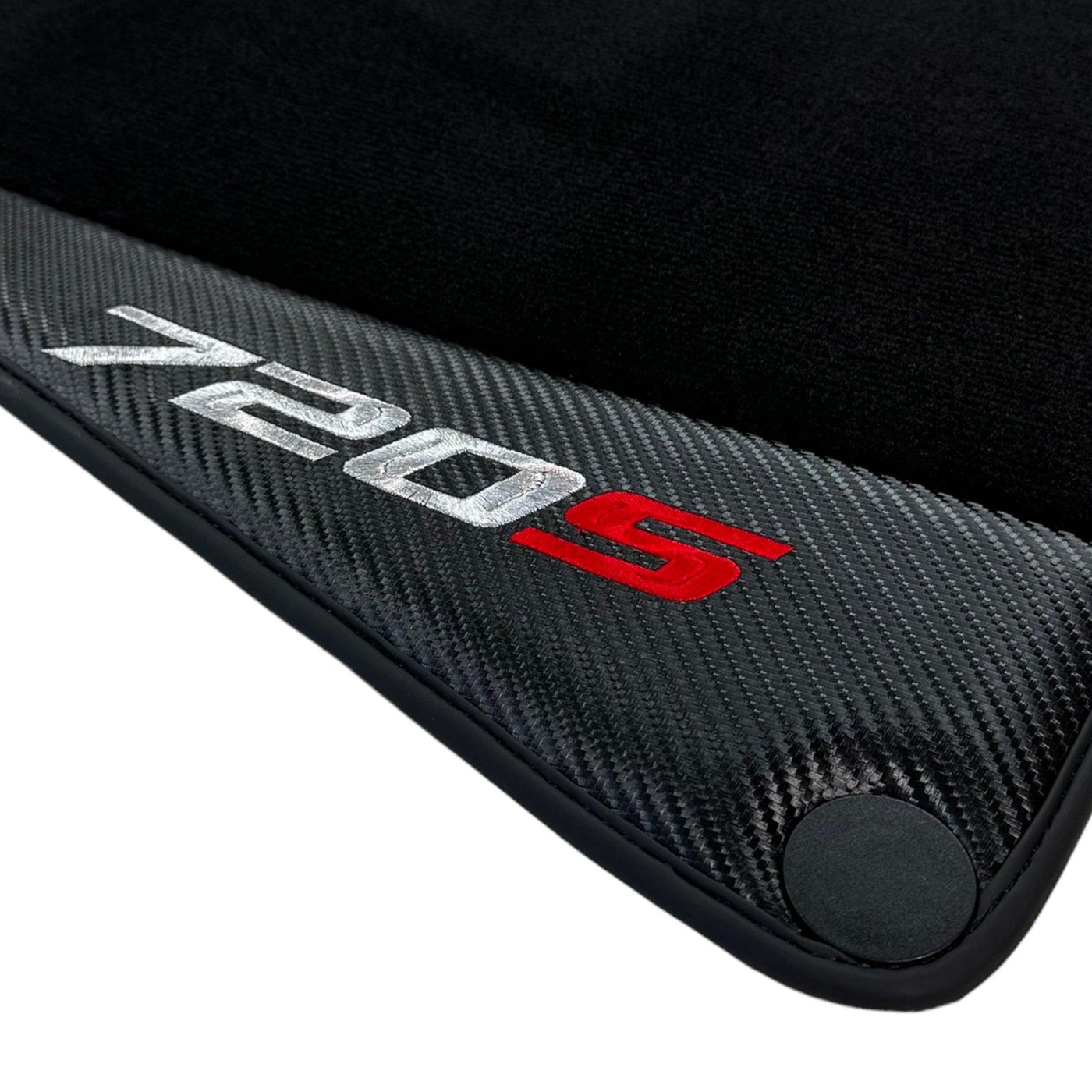 Black Floor Mats For McLaren 720S (2017-2021) with Carbon Leather - AutoWin