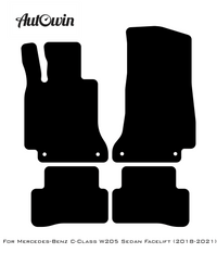 Black Floor Mats For Mercedes Benz C-Class W205 Sedan Facelift (2018-2021) | Limited Edition - AutoWin