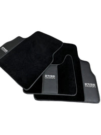 Black Floor Mats For Mercedes-Benz G Class W461 (1979-2008) With Leather Borders ER56 Design - AutoWin