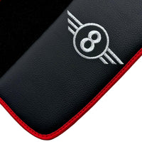 Black Floor Mats for Mini Cabrio F57 Convertible (2016-2023) With Leather | Red Trim - AutoWin