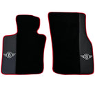 Black Floor Mats for Mini Cabrio R52 Convertible (2004-2009) With Leather | Red Trim - AutoWin