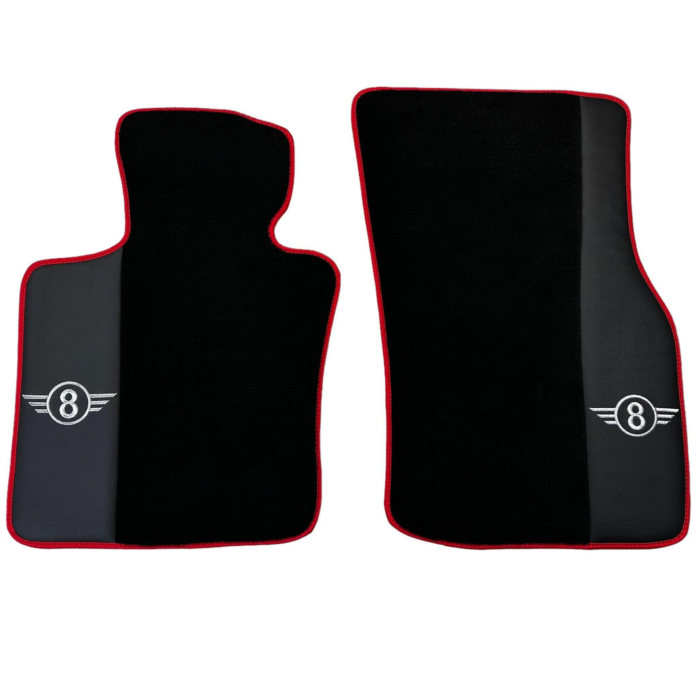 Black Floor Mats for Mini Cabrio R57 Convertible (2009-2016) With Leather | Red Trim - AutoWin