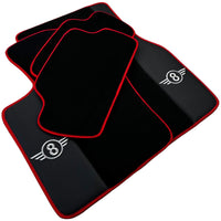 Black Floor Mats for Mini Cooper F56 (2013-2022) with Leather and Red Trim - AutoWin