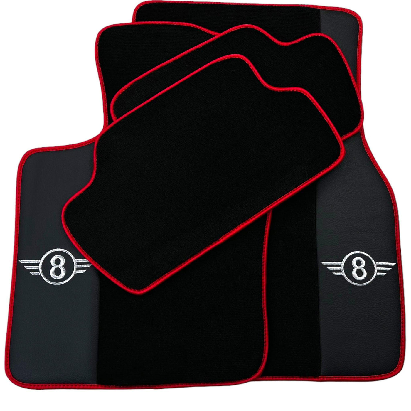 Black Floor Mats for Mini Countryman R60 (2010-2017) With Leather | Red Trim - AutoWin