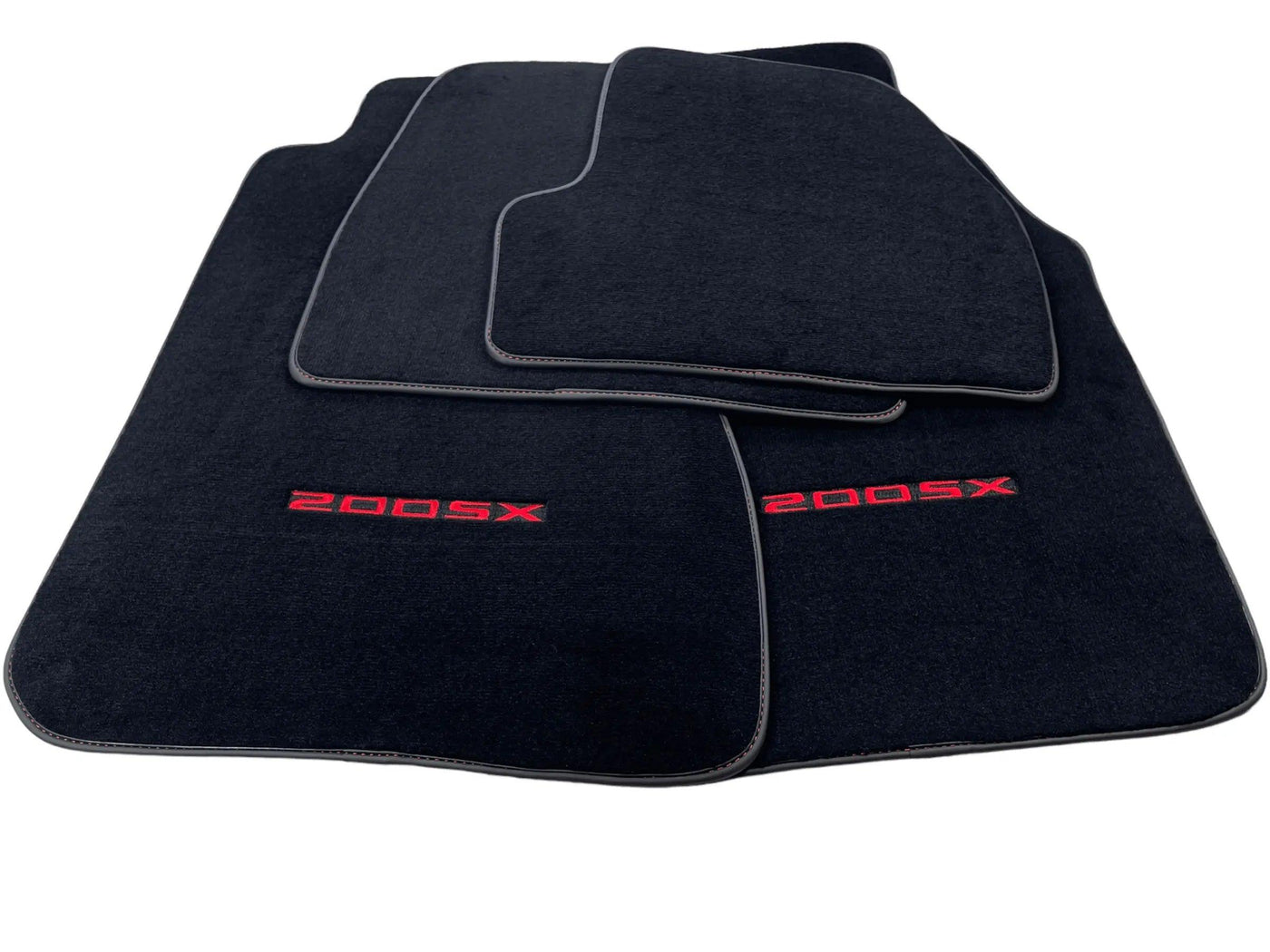 Black Floor Mats For Nissan 200 SX (1989-1994) With Red Logo - AutoWin