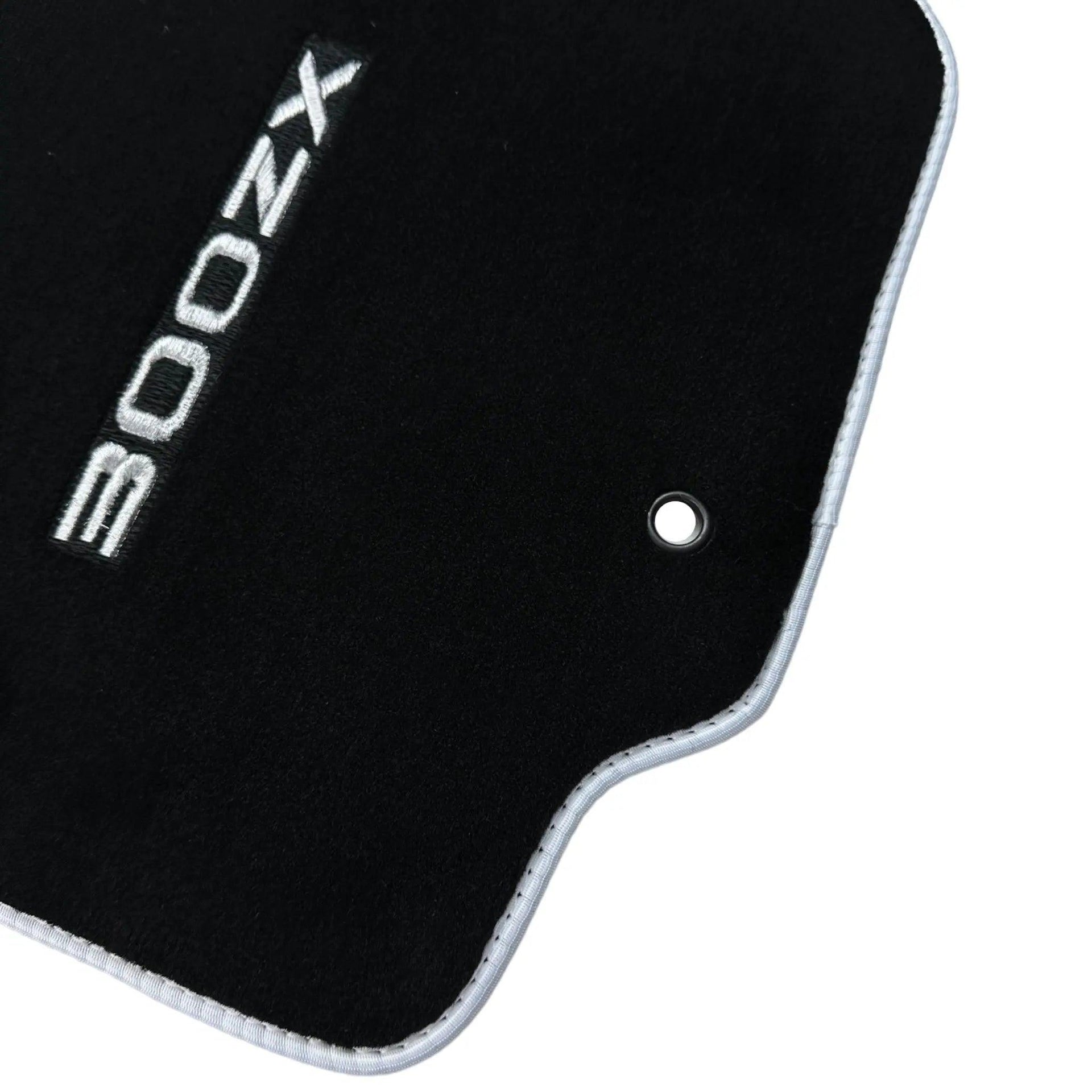 Black Floor Mats For Nissan 300ZX (1990-2000) with White Trim - AutoWin