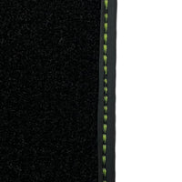 Black Floor Mats for Porsche Taycan (2019-2023) with Green Leather ER56 Design - AutoWin