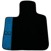 Black Floor Mats For Rolls Royce Black Badge Cullinan Blue Alcantara Leather - AutoWin