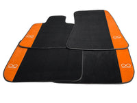 Black Floor Mats For Rolls Royce Black Badge Wraith Orange Alcantara - AutoWin