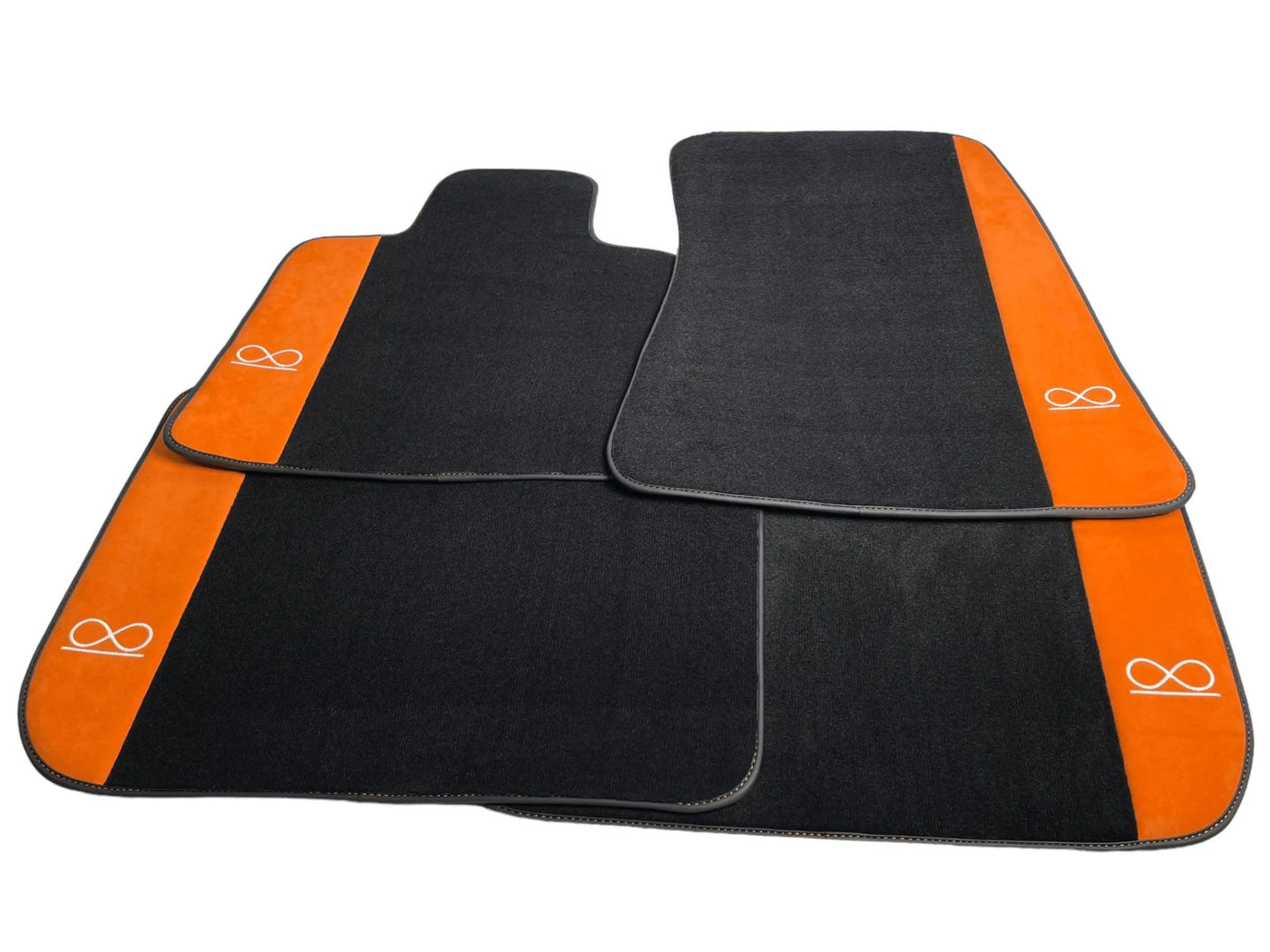 Black Floor Mats For Rolls Royce Black Badge Wraith Orange Alcantara - AutoWin