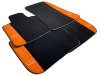 Black Floor Mats For Rolls Royce Black Badge Wraith Orange Alcantara - AutoWin