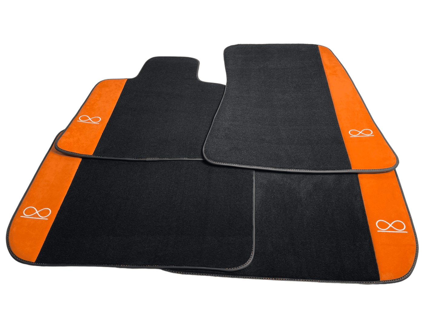 Black Floor Mats For Rolls Royce Spectre (2023-2024) Orange Alcantara Leather - AutoWin
