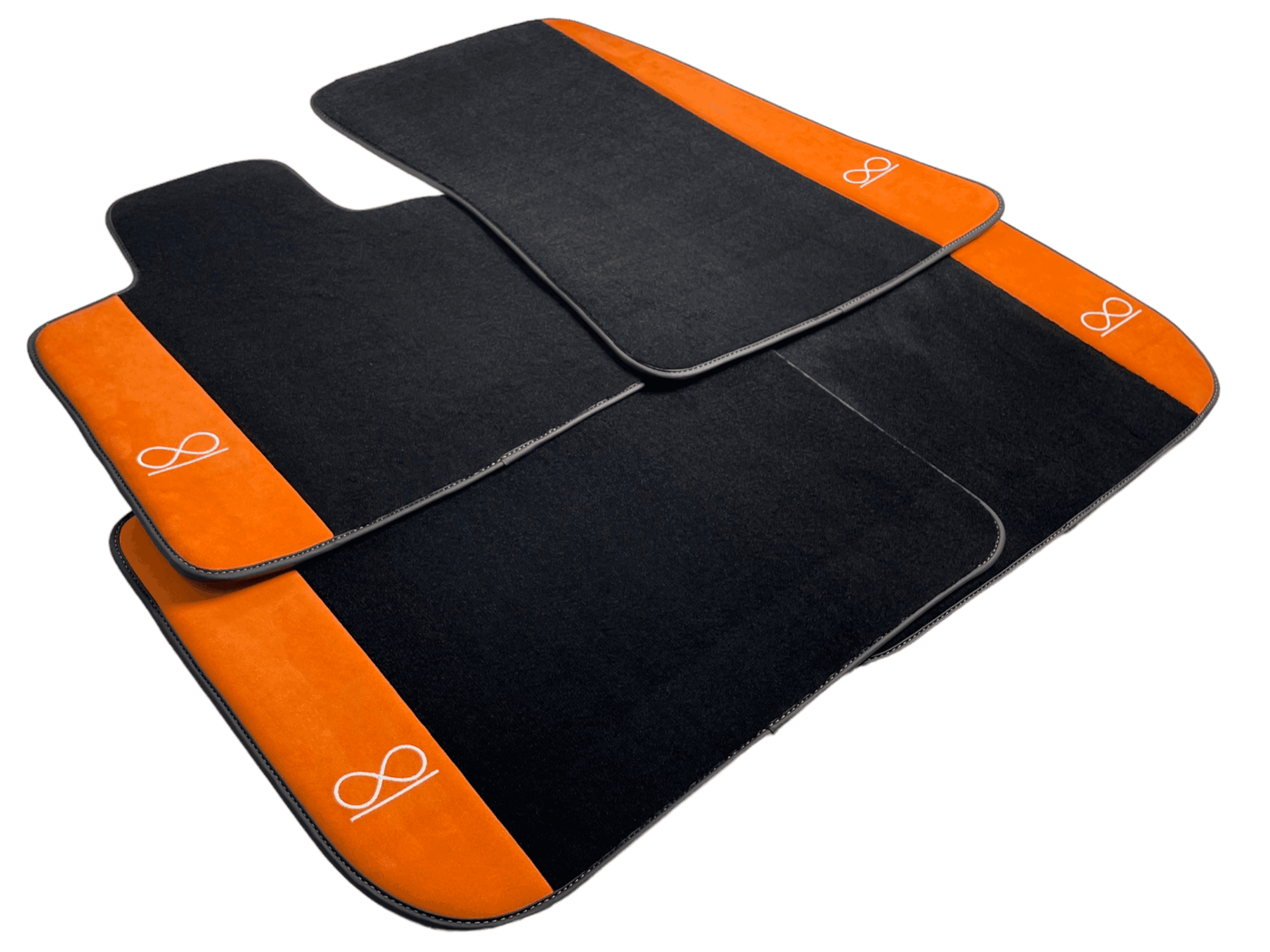 Black Floor Mats For Rolls Royce Spectre (2023-2024) Orange Alcantara Leather - AutoWin