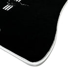 Black Floor Mats with White Trim For Ford Mustang V (2004-2010) With Pony - AutoWin
