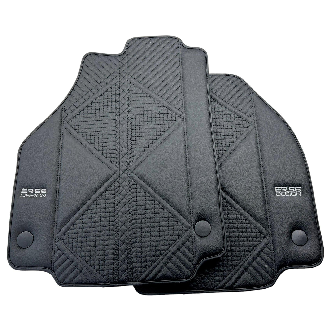Black Leather Floor Mats For Ferrari 458 GT2 (2012-2015) ER56 Design - AutoWin