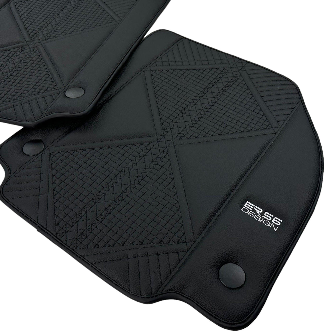 Black Leather Floor Mats For Ferrari 458 Spider (2012-2015) ER56 Design - AutoWin