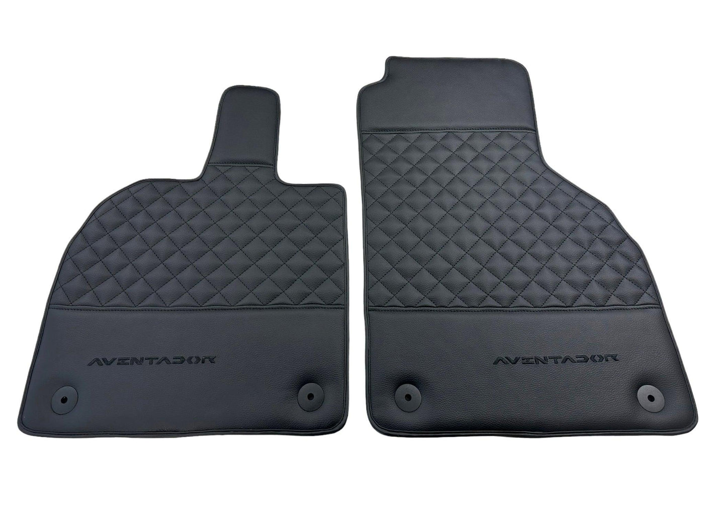 Black Leather Floor Mats for Lamborghini Aventador | Black Stitching - AutoWin