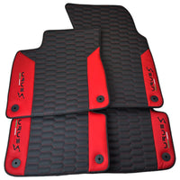 Black Leather Floor Mats For Lamborghini Urus S With Red Nappa Leather - AutoWin