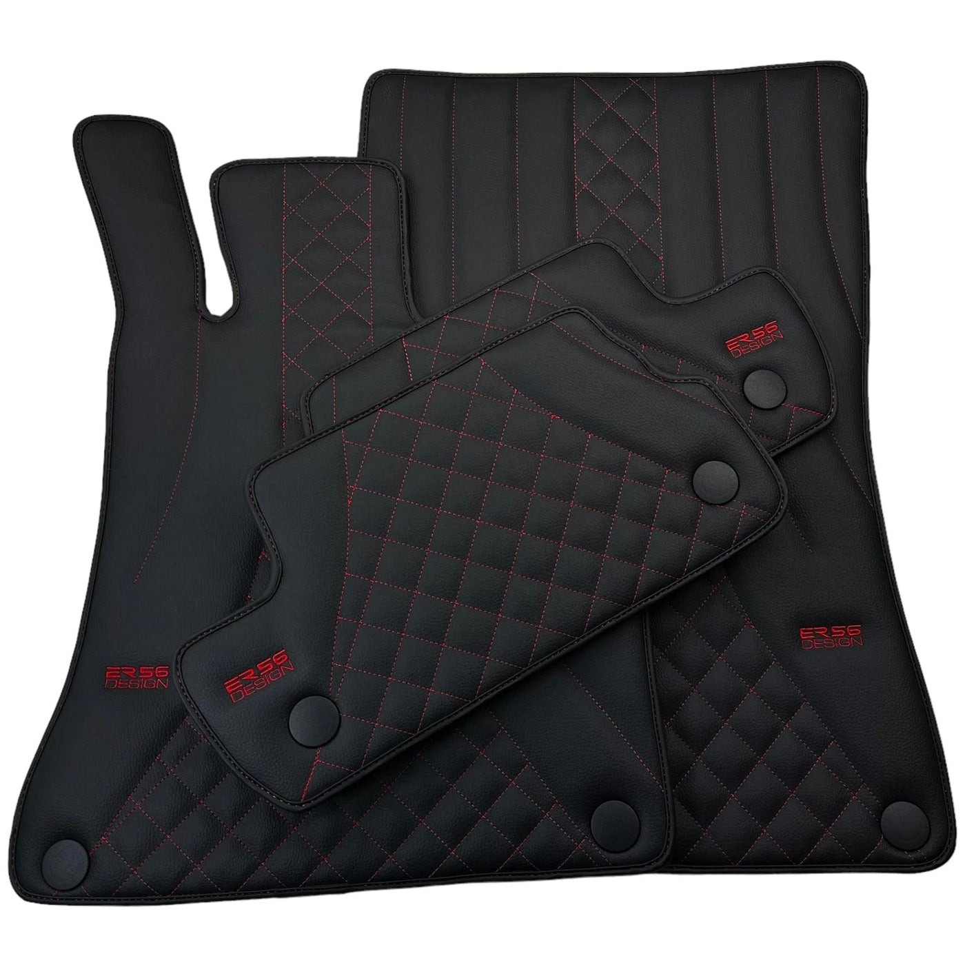 Black Leather Floor Mats For Mercedes Benz GLS-Class X167 Maybach (2020-2023) | ER56 Design