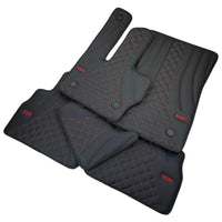 Black Leather Floor Mats for Mercedes-Benz G Class W461 (1979-2008) ER56 Design - AutoWin