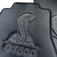Carbon Fiber Floor Mats for Ford Mustang GT500 Shelby (2015-2021) with Cobra Sewing - AutoWin