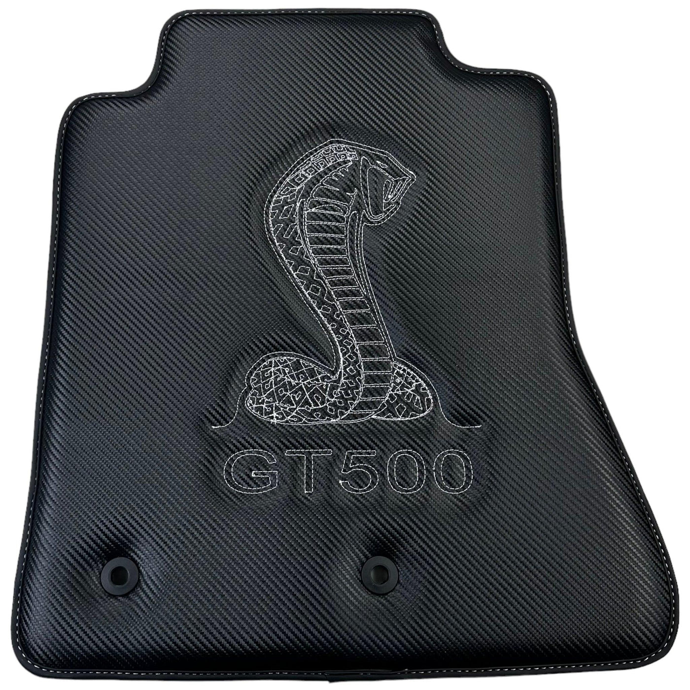 Carbon Fiber Floor Mats for Ford Mustang GT500 Shelby (2015-2021) with Cobra Sewing - AutoWin