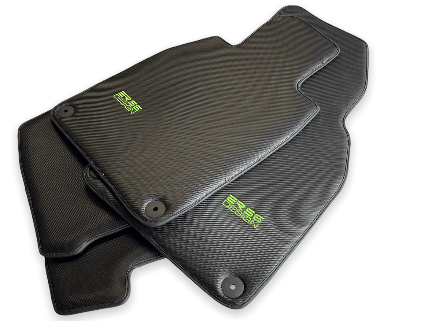 Carbon Fiber Floor Mats for Porsche Cayenne (2018-2023) Green Sewing - AutoWin