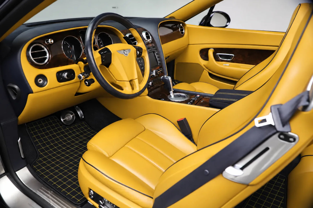 Customizable Leather Floor Mats with Square Pattern for Bentley Continental GT (2003–2011) inside the vehicle