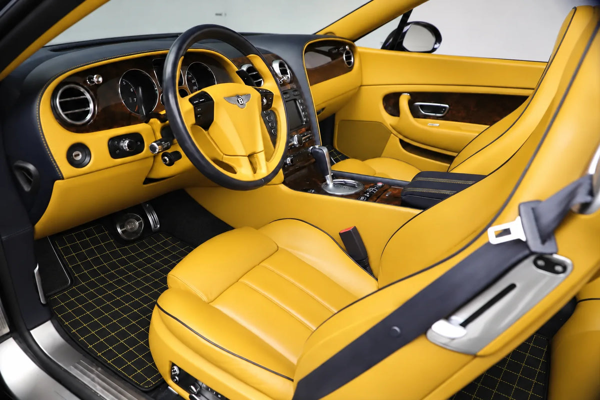 Customizable Leather Floor Mats with Square Pattern for Bentley Continental GTC (2011-2018) inside the vehicle