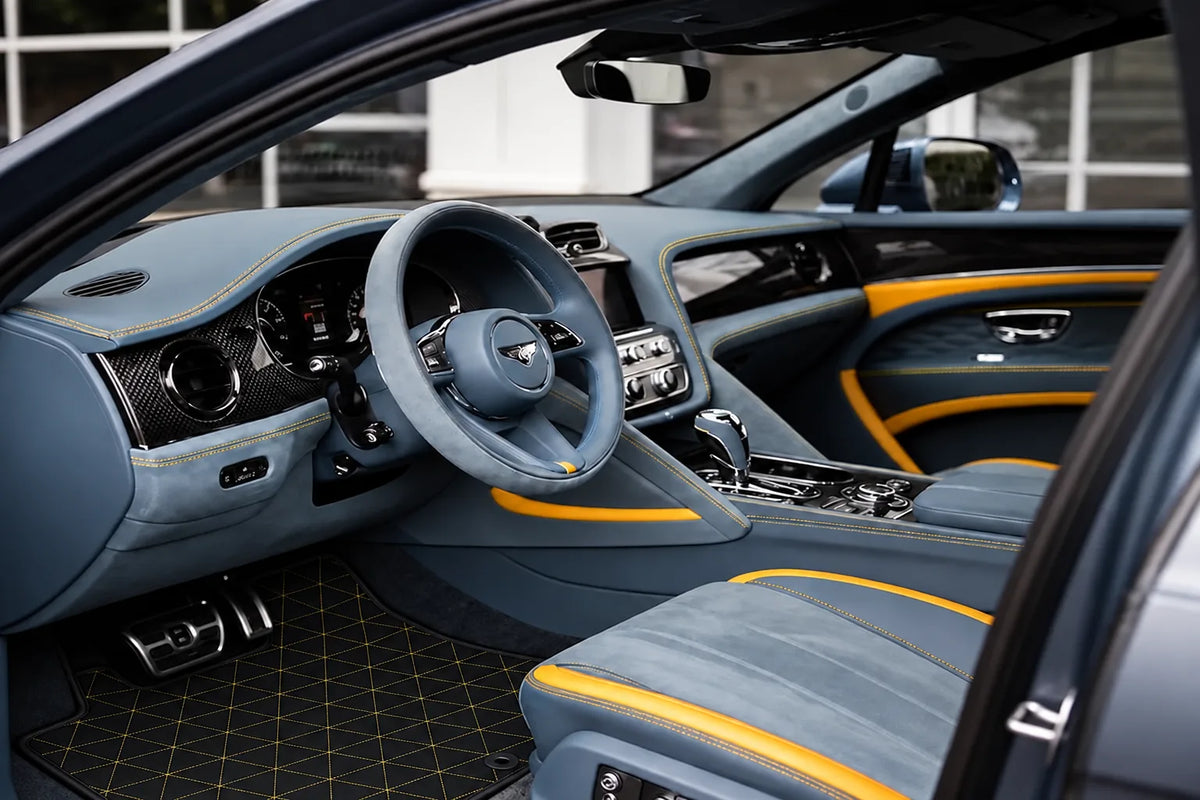Customizable Leather Floor Mats with Triangle Pattern for Bentley Bentayga (2015-2027) inside the vehicle