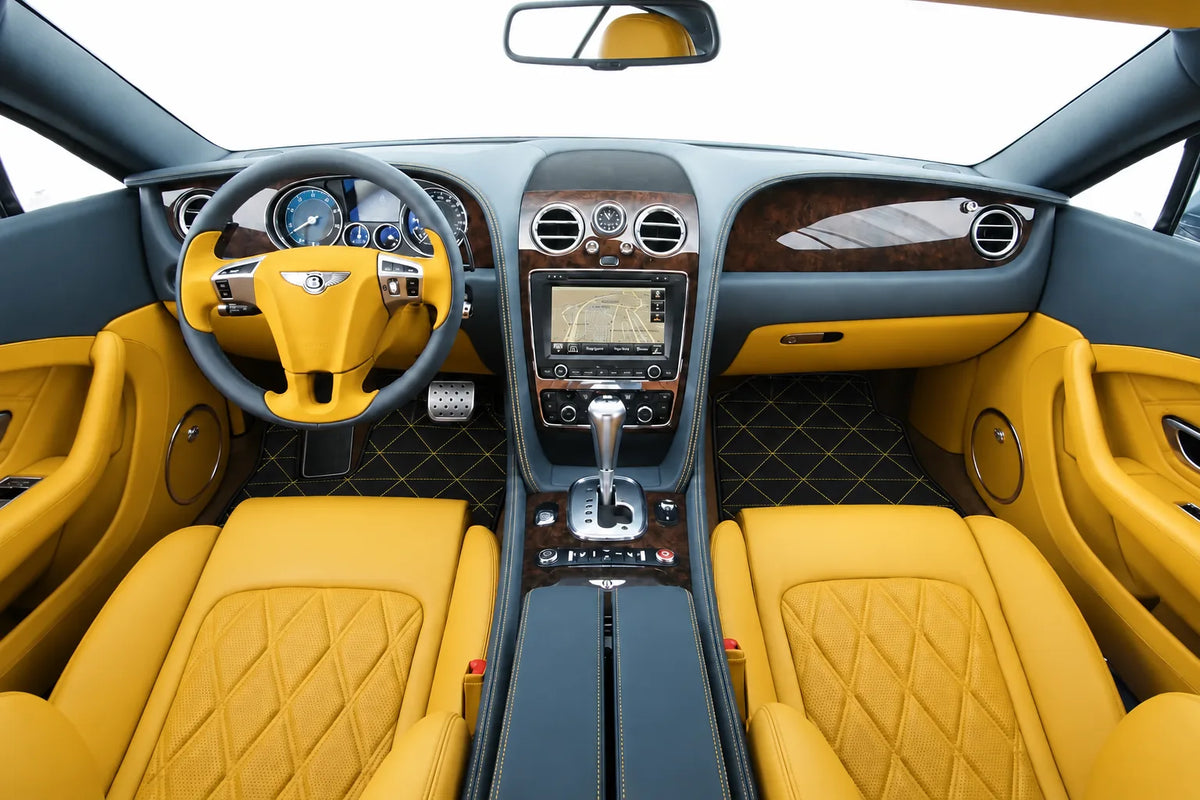 Customizable Leather Floor Mats with Triangle Pattern for Bentley Continental GT (2011-2018) inside the vehicle