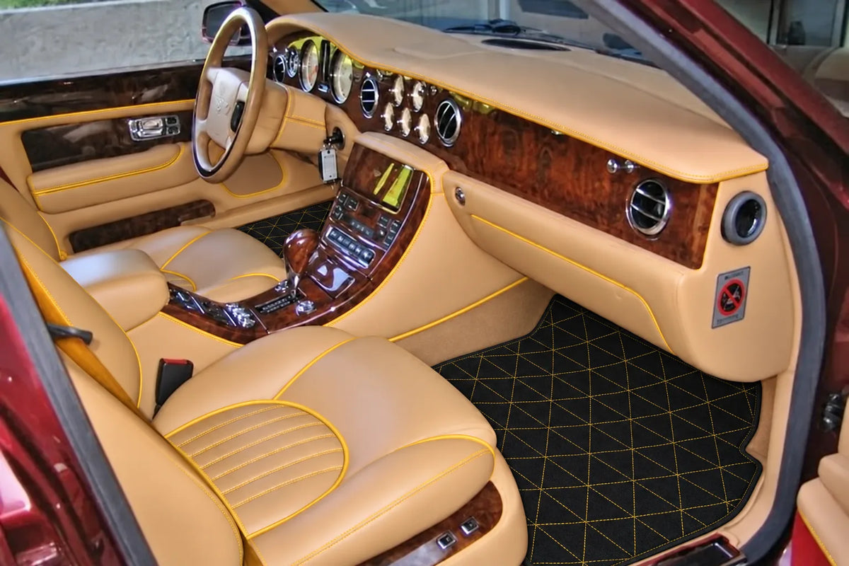 Customizable Leather Floor Mats with Triangle Pattern for Bentley Red Label RL (1998-2009) inside the vehicle