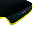 Floor Mats For Ferrari 488 Pista Spider (2019-2021) Leather and Yellow Trim - Italian Flag