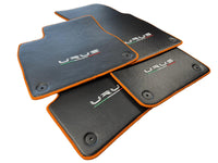 Floor Mats For Lamborghini Urus Carbon Leather Tailored Orange Trim - AutoWin