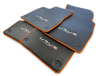 Floor Mats For Lamborghini Urus Carbon Leather Tailored Orange Trim - AutoWin