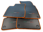 Floor Mats For Lamborghini Urus Carbon Leather Tailored Orange Trim - AutoWin