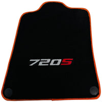 Floor Mats For McLaren 720S Black Tailored With Orange Trim - AutoWin