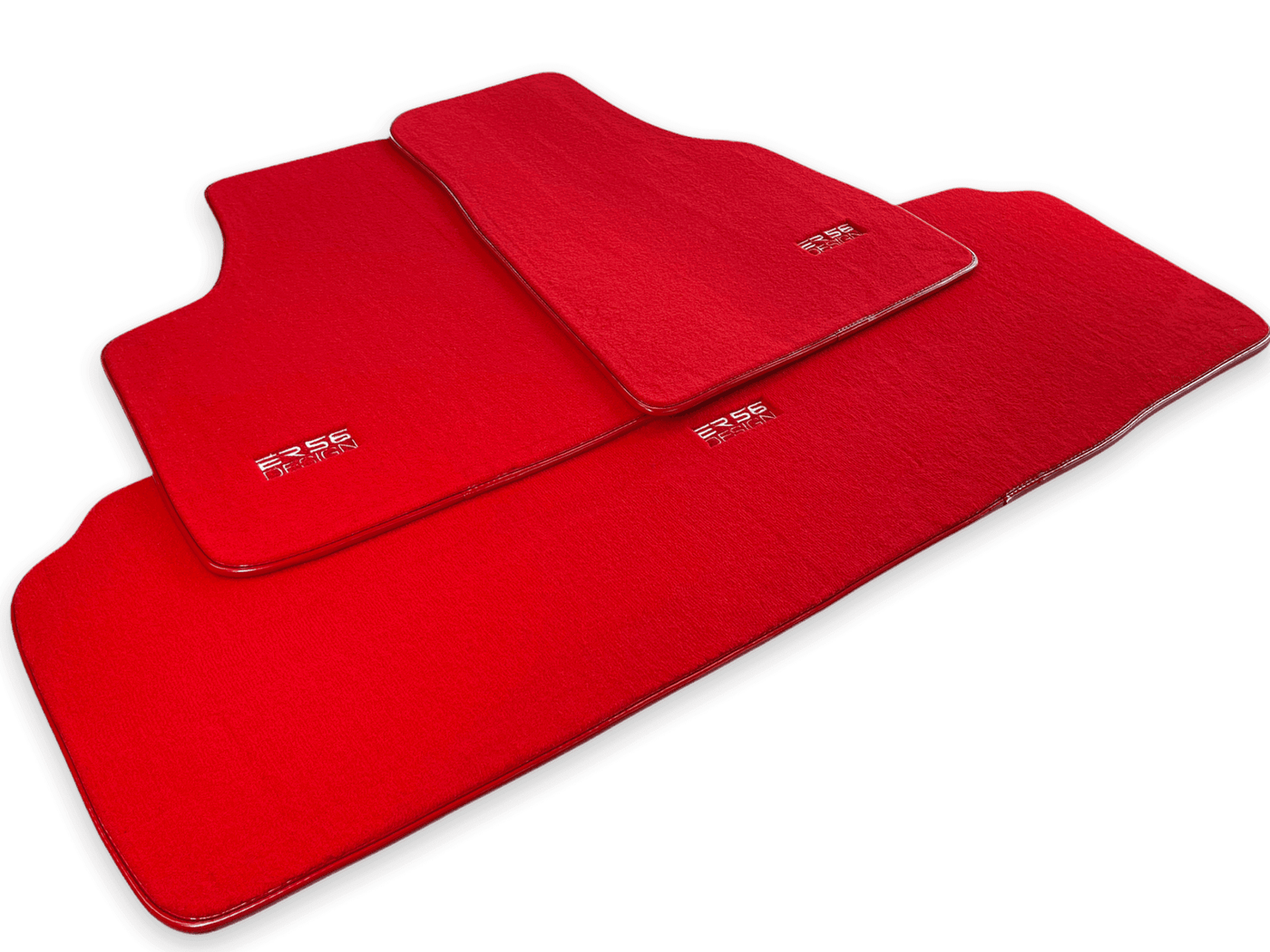 Floor Mats For Tesla Model X (5 Seats) Red Tailored Carpets ER56 Design - AutoWin