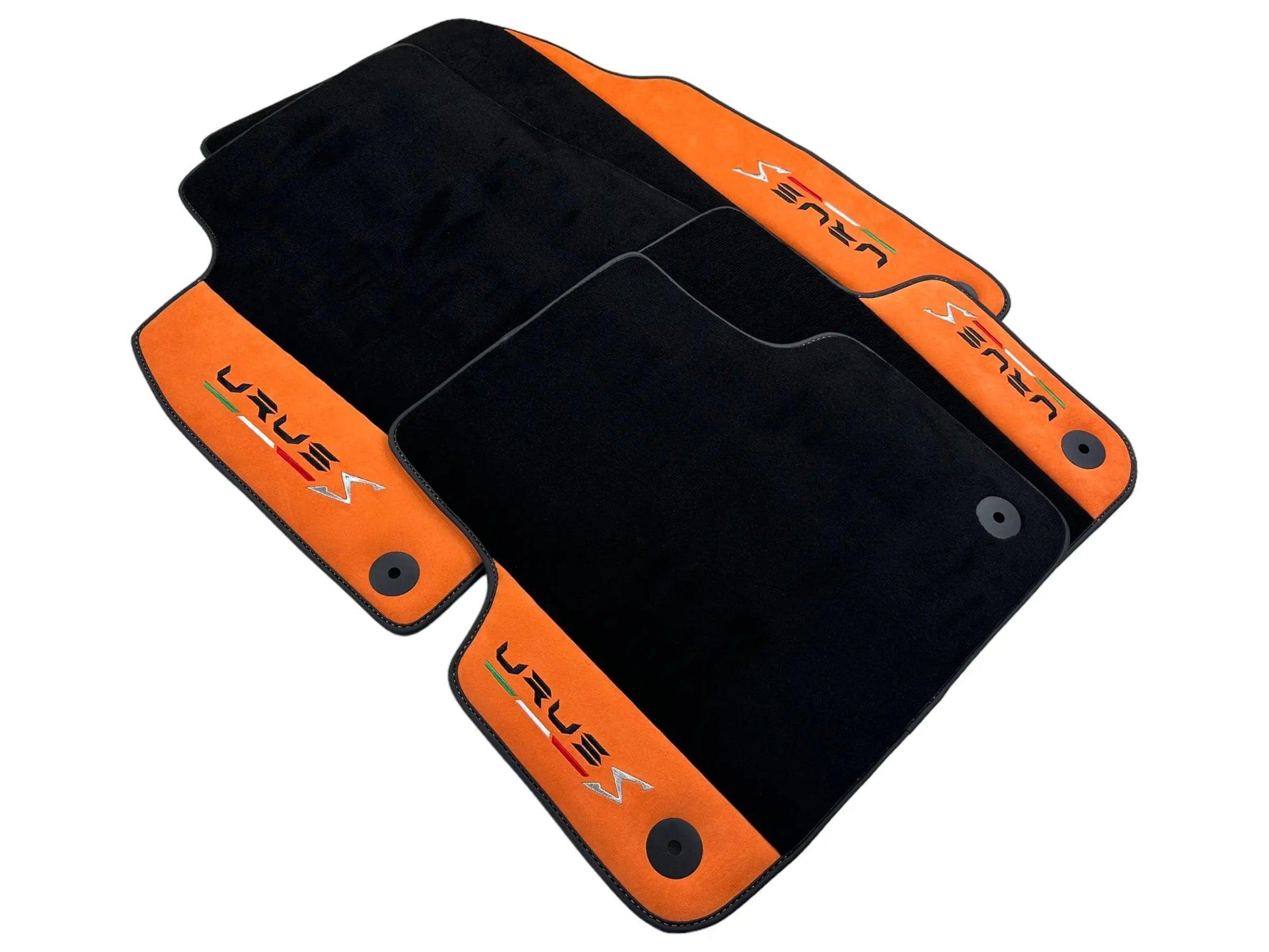 Floor Mats Set with Trunk Mat For Lamborghini Urus S With Orange Alcantara Leather - AutoWin