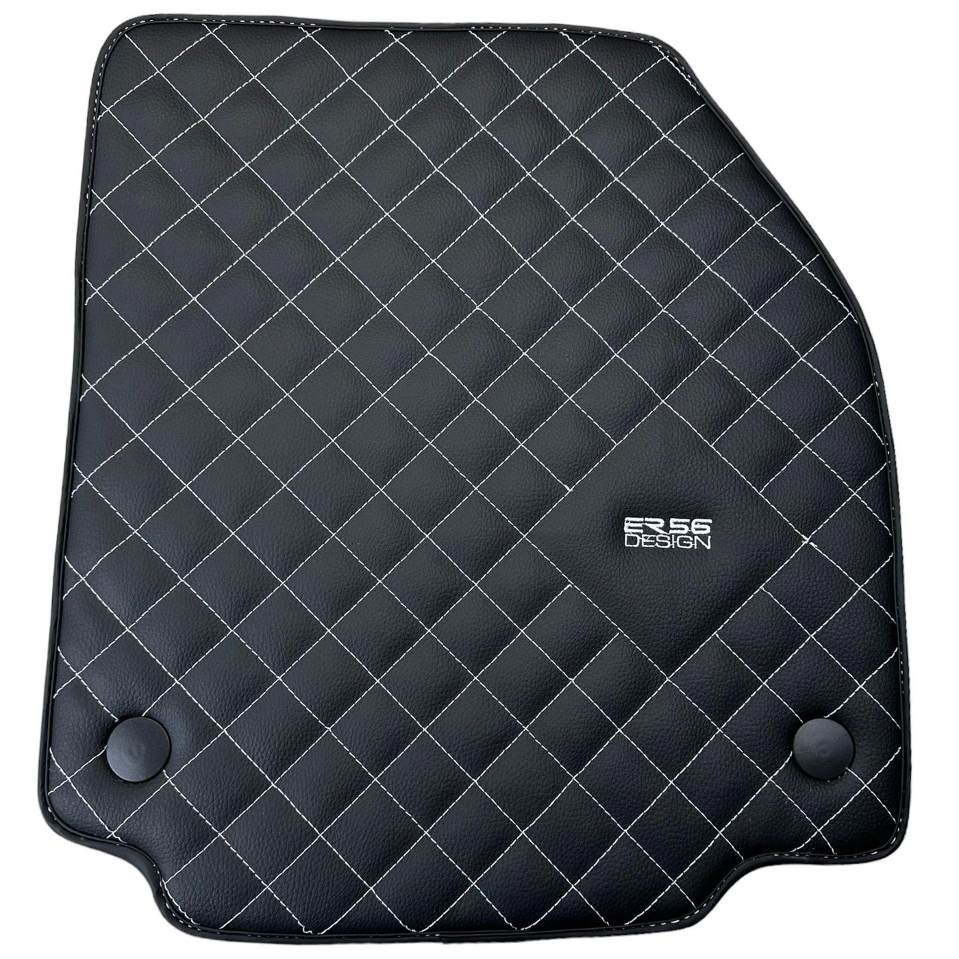 Leather Floor Mats for Ferrari 458 GT2 with White Sewing ER56 Design - AutoWin