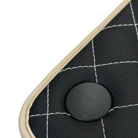 Leather Floor Mats for Ferrari 488 Spider 2015-2022 with White Sewing ER56 Design | Beige Trim - AutoWin