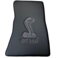 Leather Floor Mats for Ford Mustang GT350 Shelby (2015-2021) with Cobra Sewing - AutoWin