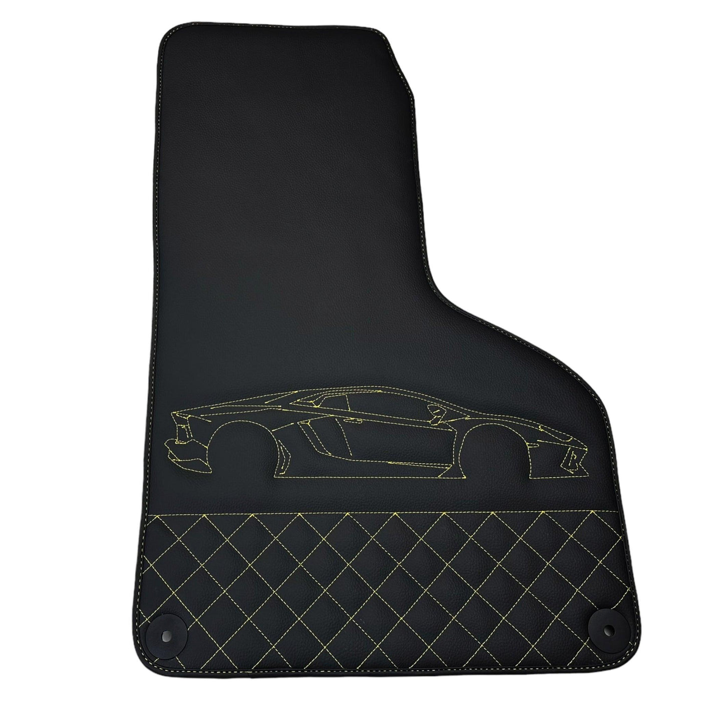 Leather Floor Mats for Lamborghini Huracan Yellow Sewing | ER56 Design - AutoWin