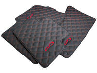 Leather Floor Mats for Porsche Cayenne GTS (2010-2018) Red Sewing - AutoWin